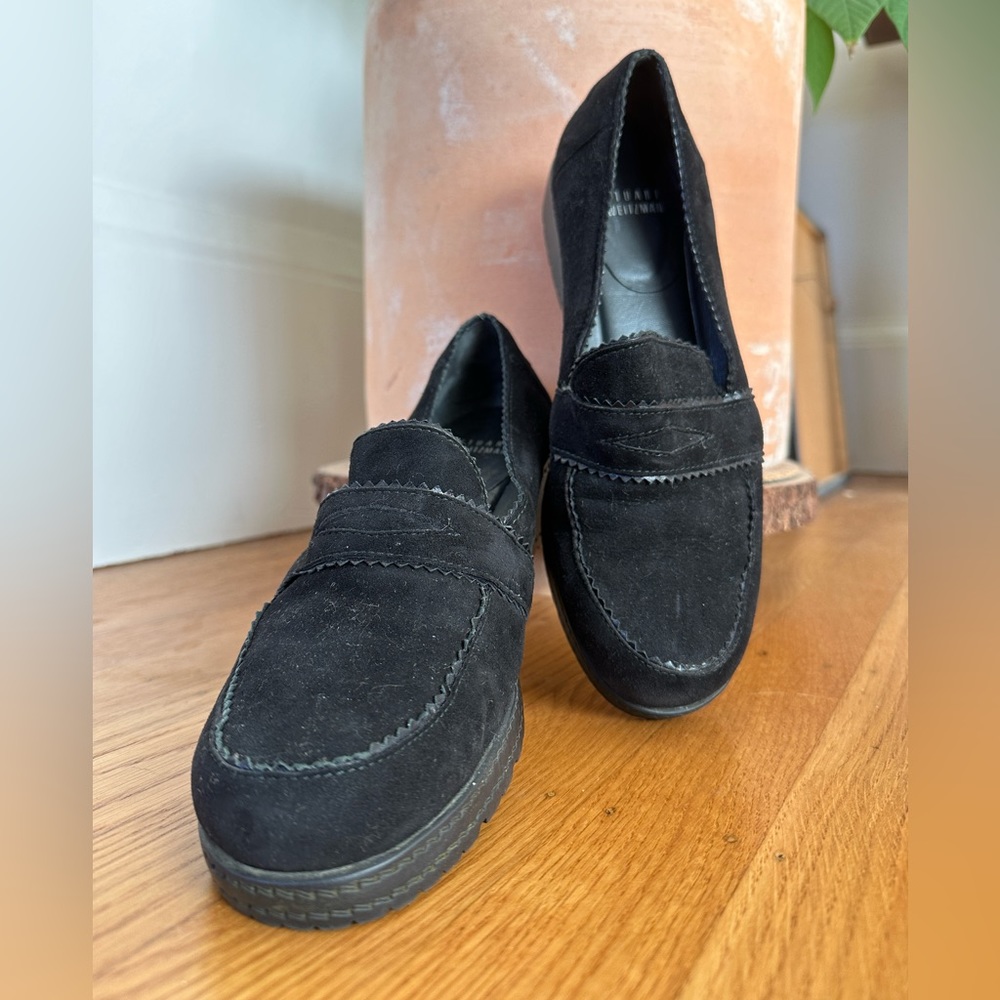 Stuart Weitzman Women’s Schooldays Suede Penny Loafer - Size 8.5 - Black